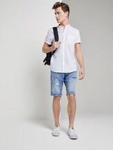 Kurzarmhemd mit Mao-Kragen aus Leinengemisch - Männer - White Kurzarmhemd mit Mao-Kragen aus Leinengemisch - Männer - White - 3 - TOM TAILOR Denim