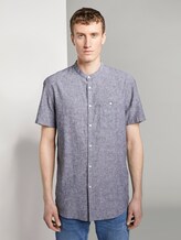 Kurzarmhemd mit Mao-Kragen aus Leinengemisch - Männer - Black Kurzarmhemd mit Mao-Kragen aus Leinengemisch - Männer - Black - 1 - TOM TAILOR Denim