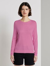 Basic Pullover mit Netzstruktur - Frauen - bright pink Basic Pullover mit Netzstruktur - Frauen - bright pink - 1 - TOM TAILOR Denim
