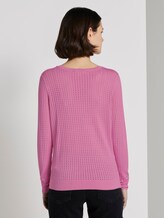 Basic Pullover mit Netzstruktur - Frauen - bright pink Basic Pullover mit Netzstruktur - Frauen - bright pink - 2 - TOM TAILOR Denim