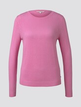 Basic Pullover mit Netzstruktur - Frauen - bright pink Basic Pullover mit Netzstruktur - Frauen - bright pink - 7 - TOM TAILOR Denim