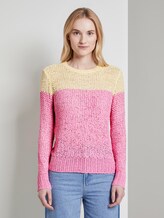 Strukturierte Pullover mit Pastell-Akzent - Frauen - pink yellow colourblock Strukturierte Pullover mit Pastell-Akzent - Frauen - pink yellow colourblock - 1 - TOM TAILOR Denim