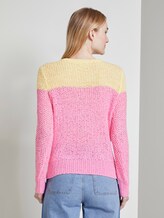 Strukturierte Pullover mit Pastell-Akzent - Frauen - pink yellow colourblock Strukturierte Pullover mit Pastell-Akzent - Frauen - pink yellow colourblock - 2 - TOM TAILOR Denim