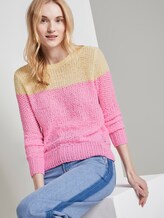 Strukturierte Pullover mit Pastell-Akzent - Frauen - pink yellow colourblock Strukturierte Pullover mit Pastell-Akzent - Frauen - pink yellow colourblock - 5 - TOM TAILOR Denim
