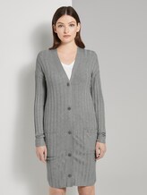 Langer Cardigan in Ripp-Optik mit Seitenschlitzen - Frauen - Light Silver Grey Mélange Langer Cardigan in Ripp-Optik mit Seitenschlitzen - Frauen - Light Silver Grey Mélange - 1 - TOM TAILOR Denim