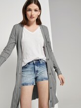Langer Cardigan in Ripp-Optik mit Seitenschlitzen - Frauen - Light Silver Grey Mélange Langer Cardigan in Ripp-Optik mit Seitenschlitzen - Frauen - Light Silver Grey Mélange - 5 - TOM TAILOR Denim
