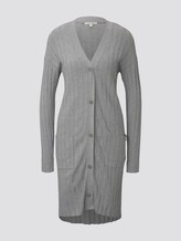 Langer Cardigan in Ripp-Optik mit Seitenschlitzen - Frauen - Light Silver Grey Mélange Langer Cardigan in Ripp-Optik mit Seitenschlitzen - Frauen - Light Silver Grey Mélange - 7 - TOM TAILOR Denim