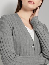 Langer Cardigan in Ripp-Optik mit Seitenschlitzen - Frauen - Light Silver Grey Mélange Langer Cardigan in Ripp-Optik mit Seitenschlitzen - Frauen - Light Silver Grey Mélange - 9 - TOM TAILOR Denim