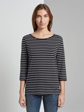 Maritimes Langarmshirt - Frauen - navy white stripe design Maritimes Langarmshirt - Frauen - navy white stripe design - 1 - TOM TAILOR