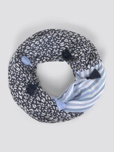 Patterned scarf with tassels - Women - navy small leo design Patterned scarf with tassels - Women - navy small leo design - 7 - Tom Tailor E-Shop Kollektion