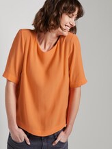 elegantes T-Shirt aus Crêpe - Frauen - fruity melon orange elegantes T-Shirt aus Crêpe - Frauen - fruity melon orange - 5 - TOM TAILOR