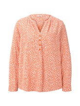TOM TAILOR Damen Langärmlige Bluse mit ganzflächigem Muster, orange, Gr.36