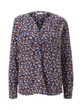 TOM TAILOR Damen Langärmlige Bluse mit ganzflächigem Muster, blau, Gr.44
