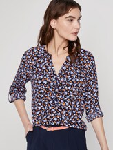 Blouse with turn-up details - Women - navy floral design Blouse with turn-up details - Women - navy floral design - 5 - TOM TAILOR