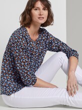 Bluse mit Raffungen - Frauen - navy floral design Bluse mit Raffungen - Frauen - navy floral design - 5 - TOM TAILOR