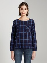 Karierte Bluse mit Brusttasche - Frauen - navy blue grid check Karierte Bluse mit Brusttasche - Frauen - navy blue grid check - 1 - TOM TAILOR