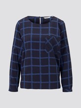 Karierte Bluse mit Brusttasche - Frauen - navy blue grid check Karierte Bluse mit Brusttasche - Frauen - navy blue grid check - 7 - TOM TAILOR