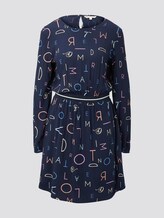 Gemustertes Minikleid mit Tape-Einsatz an der Taille - Frauen - navy letter print Gemustertes Minikleid mit Tape-Einsatz an der Taille - Frauen - navy letter print - 7 - TOM TAILOR Denim
