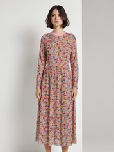 Gemustertes Midi-Kleid mit geripptem Ausschnitt - Frauen - multicolor flower print Gemustertes Midi-Kleid mit geripptem Ausschnitt - Frauen - multicolor flower print - 1 - TOM TAILOR Denim