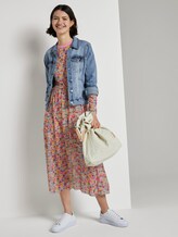 Gemustertes Midi-Kleid mit geripptem Ausschnitt - Frauen - multicolor flower print Gemustertes Midi-Kleid mit geripptem Ausschnitt - Frauen - multicolor flower print - 5 - TOM TAILOR Denim