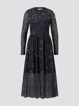 Gemustertes Midi-Kleid mit geripptem Ausschnitt - Frauen - navy letter print Gemustertes Midi-Kleid mit geripptem Ausschnitt - Frauen - navy letter print - 7 - TOM TAILOR Denim