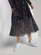 Gemustertes Midi-Kleid mit geripptem Ausschnitt - Frauen - navy letter print Gemustertes Midi-Kleid mit geripptem Ausschnitt - Frauen - navy letter print - 9 - TOM TAILOR Denim