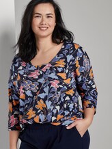 T-Shirt im Wickel-Look - Frauen - colorful blue flower print T-Shirt im Wickel-Look - Frauen - colorful blue flower print - 5 - My True Me