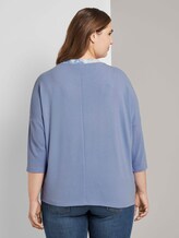 3/4 sleeve shirt with a ribbed collar - Women - Parisienne Blue 3/4 sleeve shirt with a ribbed collar - Women - Parisienne Blue - 2 - My True Me