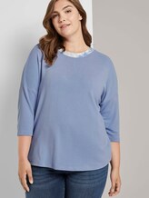 3/4 sleeve shirt with a ribbed collar - Women - Parisienne Blue 3/4 sleeve shirt with a ribbed collar - Women - Parisienne Blue - 5 - My True Me