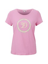 TOM TAILOR DENIM Damen T-Shirt mit Logo-Print, rosa, Gr.XS