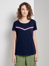 Nena & Larissa: T-Shirt mit Printstreifen - Frauen - Real Navy Blue Nena & Larissa: T-Shirt mit Printstreifen - Frauen - Real Navy Blue - 1 - TOM TAILOR Denim