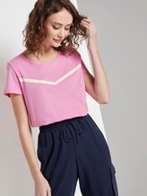 Nena & Larissa: T-Shirt mit Printstreifen - Frauen - bright pink Nena & Larissa: T-Shirt mit Printstreifen - Frauen - bright pink - 5 - TOM TAILOR Denim