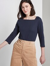 Geripptes Langarmshirt mit Carree-Ausschnitt - Frauen - Real Navy Blue Geripptes Langarmshirt mit Carree-Ausschnitt - Frauen - Real Navy Blue - 5 - TOM TAILOR Denim