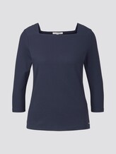 Geripptes Langarmshirt mit Carree-Ausschnitt - Frauen - Real Navy Blue Geripptes Langarmshirt mit Carree-Ausschnitt - Frauen - Real Navy Blue - 7 - TOM TAILOR Denim