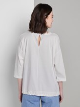 T-shirt met strik in materiaalmix - Frauen - Off White T-shirt met strik in materiaalmix - Frauen - Off White - 2 - TOM TAILOR Denim
