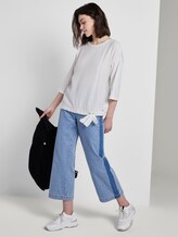 T-shirt met strik in materiaalmix - Frauen - Off White T-shirt met strik in materiaalmix - Frauen - Off White - 3 - TOM TAILOR Denim
