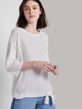 T-shirt met strik in materiaalmix - Frauen - Off White T-shirt met strik in materiaalmix - Frauen - Off White - 5 - TOM TAILOR Denim