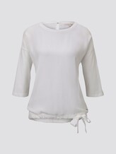 T-shirt met strik in materiaalmix - Frauen - Off White T-shirt met strik in materiaalmix - Frauen - Off White - 7 - TOM TAILOR Denim