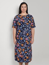 Fließendes Basic Midi-Kleid - Frauen - colorful blue flower print Fließendes Basic Midi-Kleid - Frauen - colorful blue flower print - 1 - My True Me