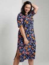 Fließendes Basic Midi-Kleid - Frauen - colorful blue flower print Fließendes Basic Midi-Kleid - Frauen - colorful blue flower print - 5 - My True Me