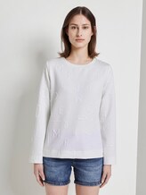 Gemustertes Sweatshirt mit Struktur - Frauen - Off White Gemustertes Sweatshirt mit Struktur - Frauen - Off White - 1 - TOM TAILOR Denim