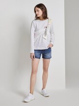 Gemustertes Sweatshirt mit Struktur - Frauen - Off White Gemustertes Sweatshirt mit Struktur - Frauen - Off White - 3 - TOM TAILOR Denim