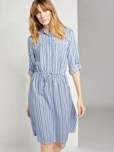 Gestreiftes Kleid mit Bindegürtel - Frauen - blue stripe Gestreiftes Kleid mit Bindegürtel - Frauen - blue stripe - 5 - TOM TAILOR