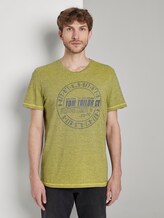 Gestreiftes T-Shirt mit Print - Männer - yellow overdye stripe Gestreiftes T-Shirt mit Print - Männer - yellow overdye stripe - 1 - TOM TAILOR