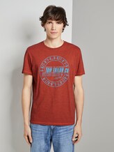Gestreiftes T-Shirt mit Print - Männer - red overdye stripe Gestreiftes T-Shirt mit Print - Männer - red overdye stripe - 1 - TOM TAILOR