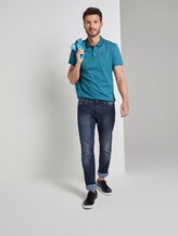 Coloured striped polo shirt - Men - teal overdye stripe Coloured striped polo shirt - Men - teal overdye stripe - 3 - TOM TAILOR
