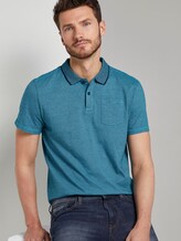 Coloured striped polo shirt - Men - teal overdye stripe Coloured striped polo shirt - Men - teal overdye stripe - 5 - TOM TAILOR