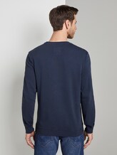 Eingefärbtes Sweatshirt mit Print - Männer - Black Iris Blue Melange Eingefärbtes Sweatshirt mit Print - Männer - Black Iris Blue Melange - 2 - TOM TAILOR
