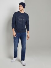 Eingefärbtes Sweatshirt mit Print - Männer - Black Iris Blue Melange Eingefärbtes Sweatshirt mit Print - Männer - Black Iris Blue Melange - 3 - TOM TAILOR