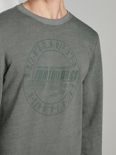 Coloured sweatshirt with a print - Men - pale bark green white melange Coloured sweatshirt with a print - Men - pale bark green white melange - 10 - TOM TAILOR